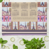 2024 Kalender Paris Eiffelturm Pointillism Art Geschirrtuch (Gefaltet)