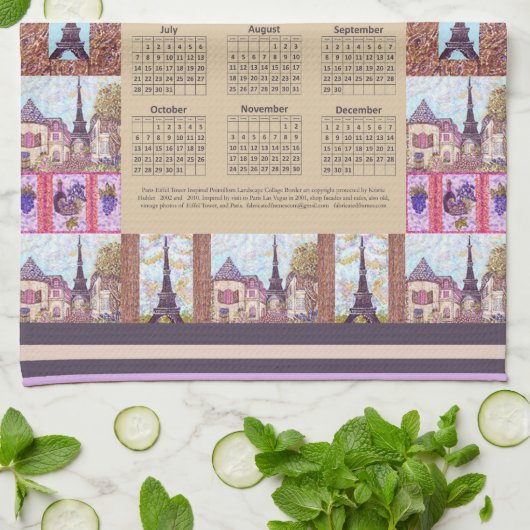 2024 Kalender Paris Eiffelturm Pointillism Art Geschirrtuch (Gefaltet)
