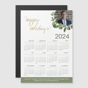 2024 Kalender Real Anwesen Foto Feiertage Magnetkarte
