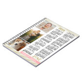 2024 Kalender Rosa Gold Familienfoto Collage Notizblock (Linke Seite)
