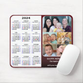 2024 Kalender Rote Familie Foto Collage US Urlaub Mousepad (Mit Mouse)