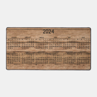 2024 Kalender Rustikales Land Holz Foto Schreibtischunterlage