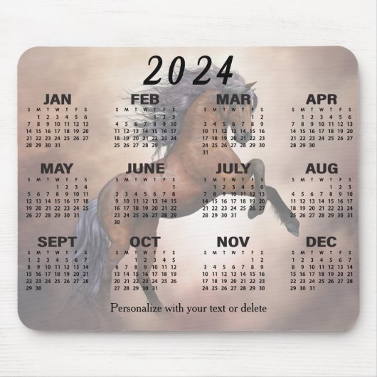 2024 Kalender - Schönes Wildpferd Mousepad (Vorne)