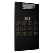2024 Kalender Schwarz/Gold Klemmbrett (Rechts)