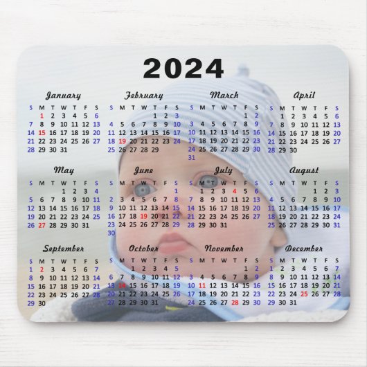2024 Kalender US-Feiertage Volles Foto Minimalisti Mousepad (Vorne)