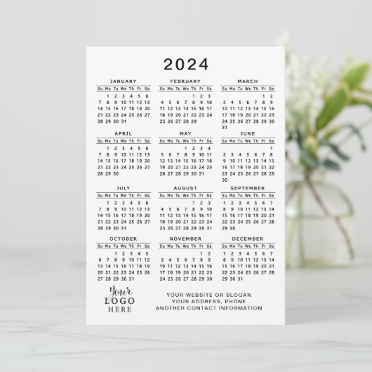 2024 Kalender Volljähriger weißer Schwarzer Minima Programm (Stehend Vorderseite)