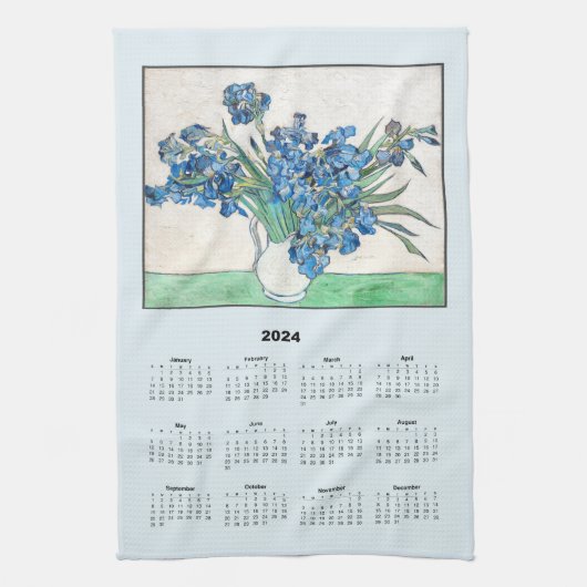 2024 Kalender von Van Gogh Blumen in Vase Geschirrtuch (Vertikal)