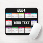 2024 Kalender weiß schwarz Farbe anpassbar Mousepad (Mit Mouse)