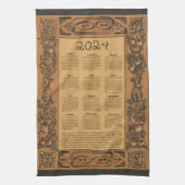 2024 Kalender Windsor Burg Holz Inspiriert Rahmen Geschirrtuch (Vertikal)