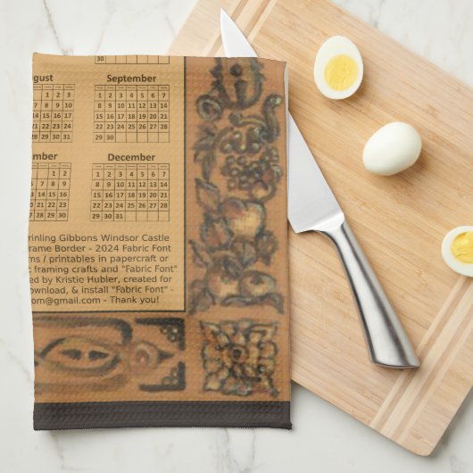 2024 Kalender Windsor Castle Grinling Gibbons Wood Geschirrtuch (Viertel Falte)