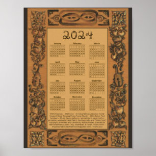 2024 Kalender Windsor Castle Holzrahmen inspiriert Poster