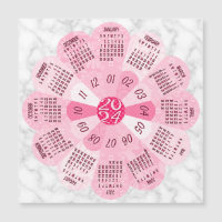 2024 Kalenderjahr Einzigartiges Boho Pink Blume Ma