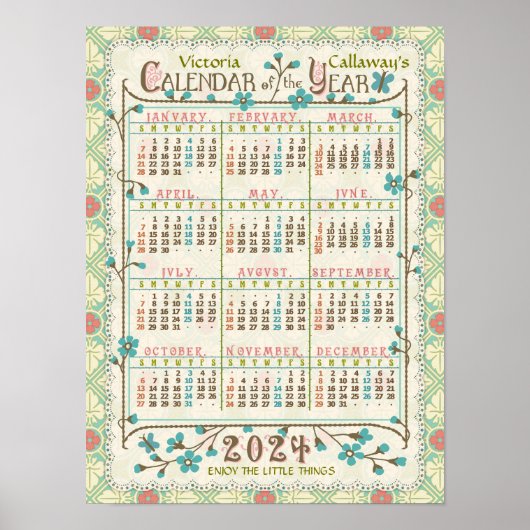 2024 Kalenderjahr Viktorianischer Jugendstil | Ben Poster (Vorne)