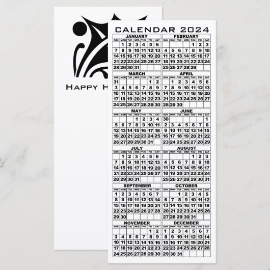 2024 Kalendertage Rack Card Leaf mit Umwicklung (Vorne/Hinten)
