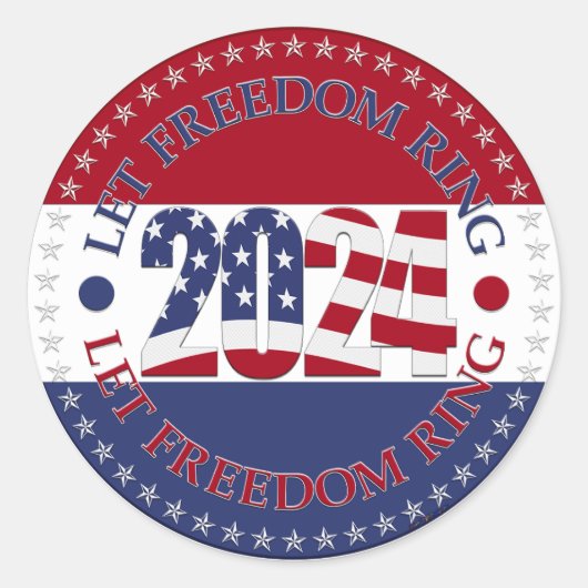 2024 Lass Freedom Ring USA Flag Runder Aufkleber (Vorderseite)