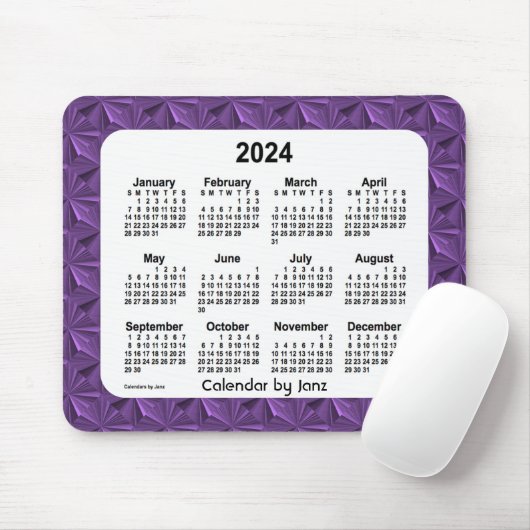 2024 Lila Diamonds Calendar von Janz Mouse Pad Mousepad (Mit Mouse)