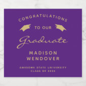 2024 Lila Gold Script Cap Abschluss Schaumweinetikett (Einzelnes Label)