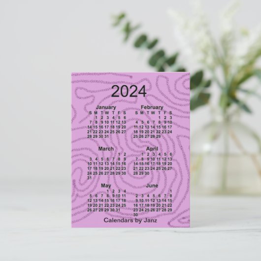 2024 Lila Maze 6 Month Mini Kalender von Janz Postkarte (Stehend Vorderseite)