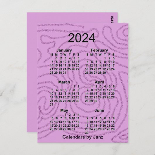 2024 Lila Maze 6 Month Mini Kalender von Janz Postkarte (Vorne/Hinten)
