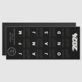 2024 Logokalender Schwarz und Weiß Magnetkarte (Vorne/Hinten)