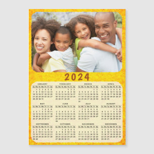 2024 Magnet Calendar Family Foto Gelb Gold