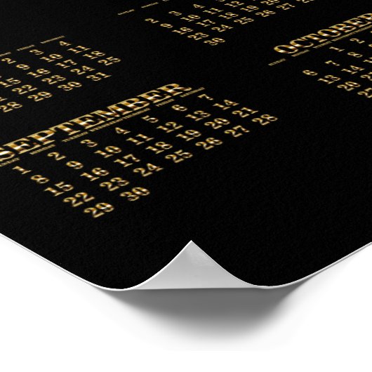 2024 Mauerkalender Schwarz/Gold Poster (Ecke)