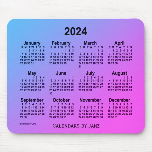 2024 Miami Gray Calendar von Janz Mouse Pad Mousepad (Vorne)