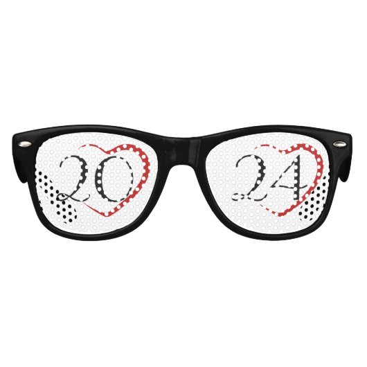 2024 mit Herz-Silvester-Party-Brille Partybrille (Vorderseite)