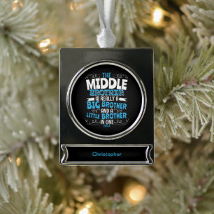 2024 Mittlerer Bruder - neuer großer Bruder Banner-Ornament Silber