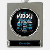 2024 Mittlerer Bruder - neuer großer Bruder Banner-Ornament Silber (Vorderseite)