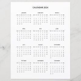 2024 Moderner Minimalistischer Druckkalender in Sc