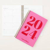 2024 Modernes, fett rotes - rosa Typografie-Planer Planer (Anzeige)