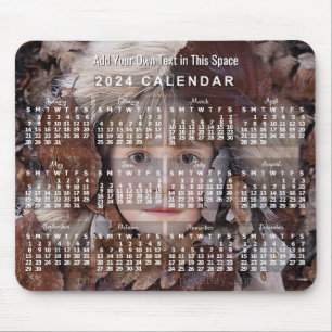 2024 Monatlicher Foto Kalender weiß Benutzerdefi Mousepad