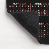 2024 Monatlicher Kalender Custom Black Red White Mousepad (Ecke)