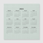 2024 Monatlicher Kalender Grüne Linen Hintergrund Magnetkarte (Vorderseite)