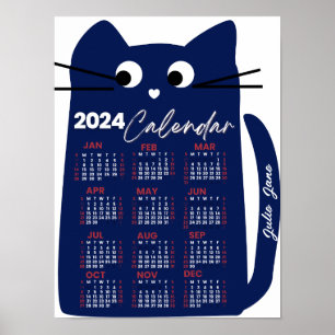 2024 Monatlicher Kalender Mitte des Jahrhunderts B Poster