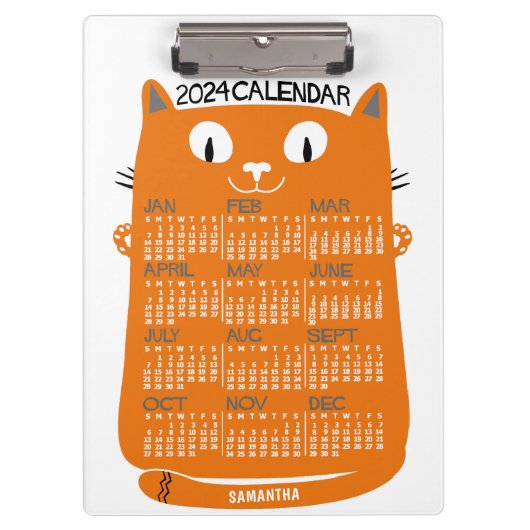 2024 Monatlicher Kalender Mittelalterliche Orangen Klemmbrett (Vorderseite)