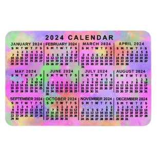 2024 Monatlicher Kalender Rainbow Spritzer Paint Magnet