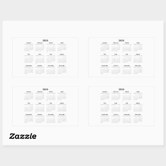2024 Monatlicher Kalender Rechteckiger Aufkleber (Blatt)