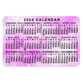 2024 Monatlicher Kalender Rosa Aquarellsterne Magnet (Horizontal)