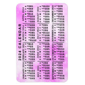 2024 Monatlicher Kalender Rosa Aquarellsterne Magnet (Vertikal)