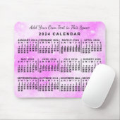 2024 Monatlicher Kalender Rosa Wasserfarbe Maßgesc Mousepad (Mit Mouse)