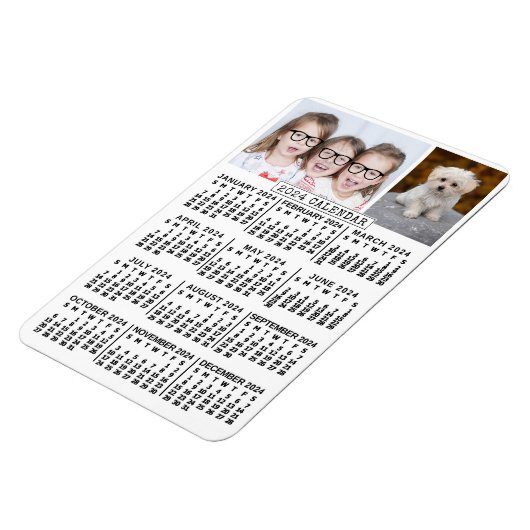 2024 Monatlicher Kalender weiß | Fotovorlage Magnet (Linke Seite)