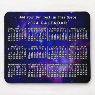 2024 Monatskalender Benutzerdefinierter Weltraumne Mousepad