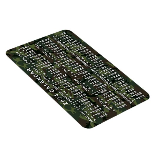 2024 Monatskalender Camouflage Camouflage Grün Magnet (Rechte Seite)