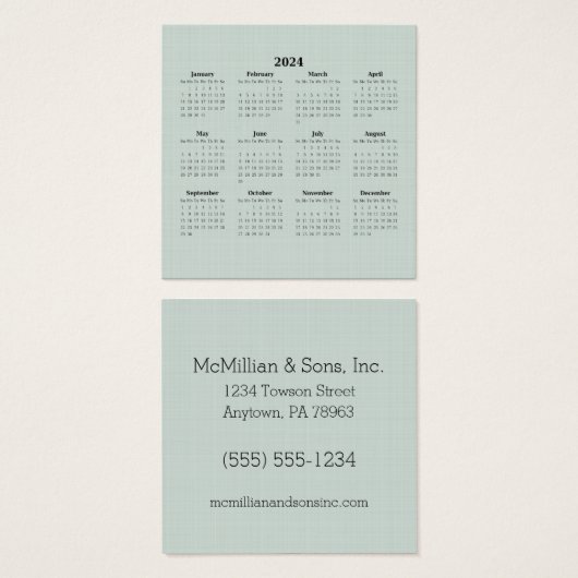 2024 Monatskalender Grüne Linen Custom Business (Vorne & Hinten)