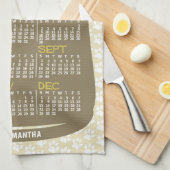 2024 Monatskalender Mitte des Jahrhunderts Geschirrtuch (Viertel Falte)