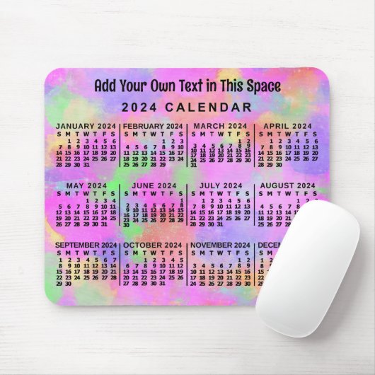 2024 Monatskalender Regenbogen der Farbe Custom Mousepad (Mit Mouse)