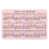 2024 Monatskalender Rosa Farbe rot Magnet (Horizontal)