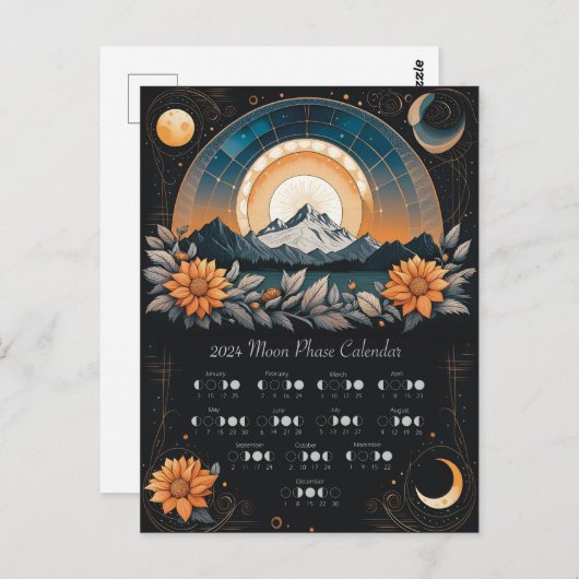 2024 Mondkalender Sonnenblume Südamerika Postkarte (Vorne/Hinten)